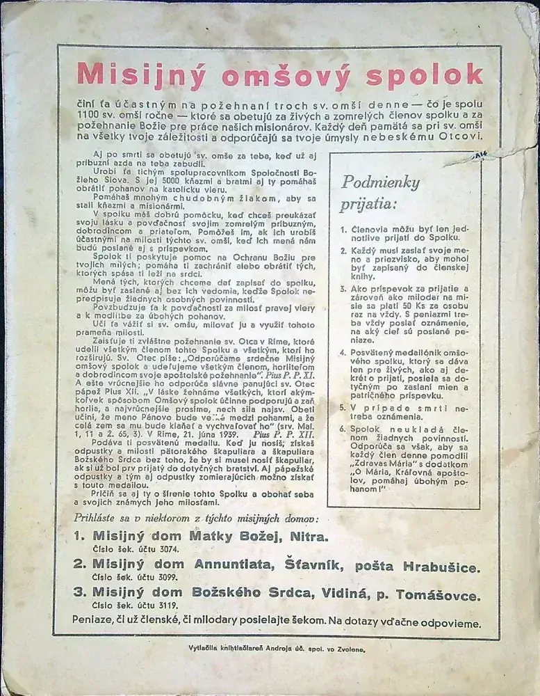 Misionársky kalendár 1942