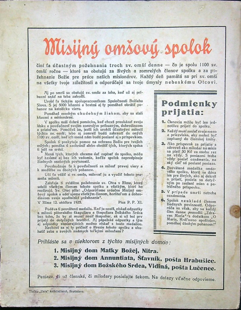 Misionársky kalendár 1939