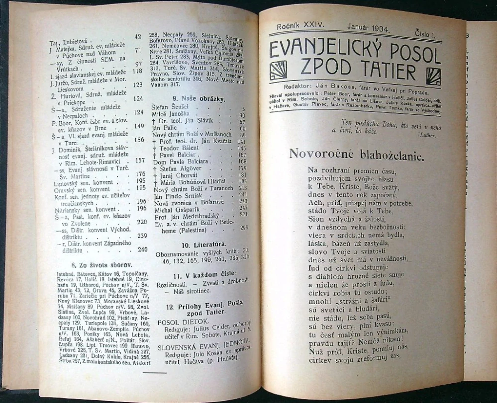 Evanjelický posol zpod Tatier 1934