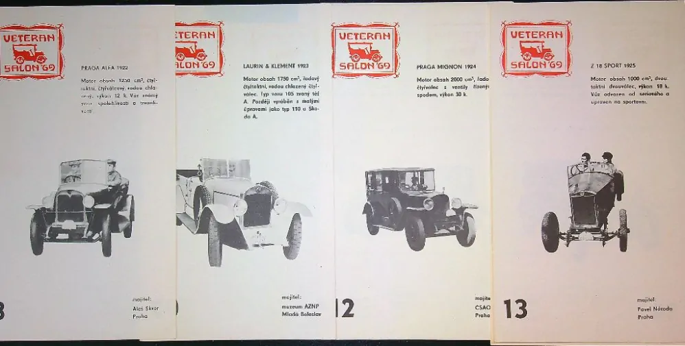 Katalog Výstava historických automobilů a motocyklů Praha 11.-21.6.1969