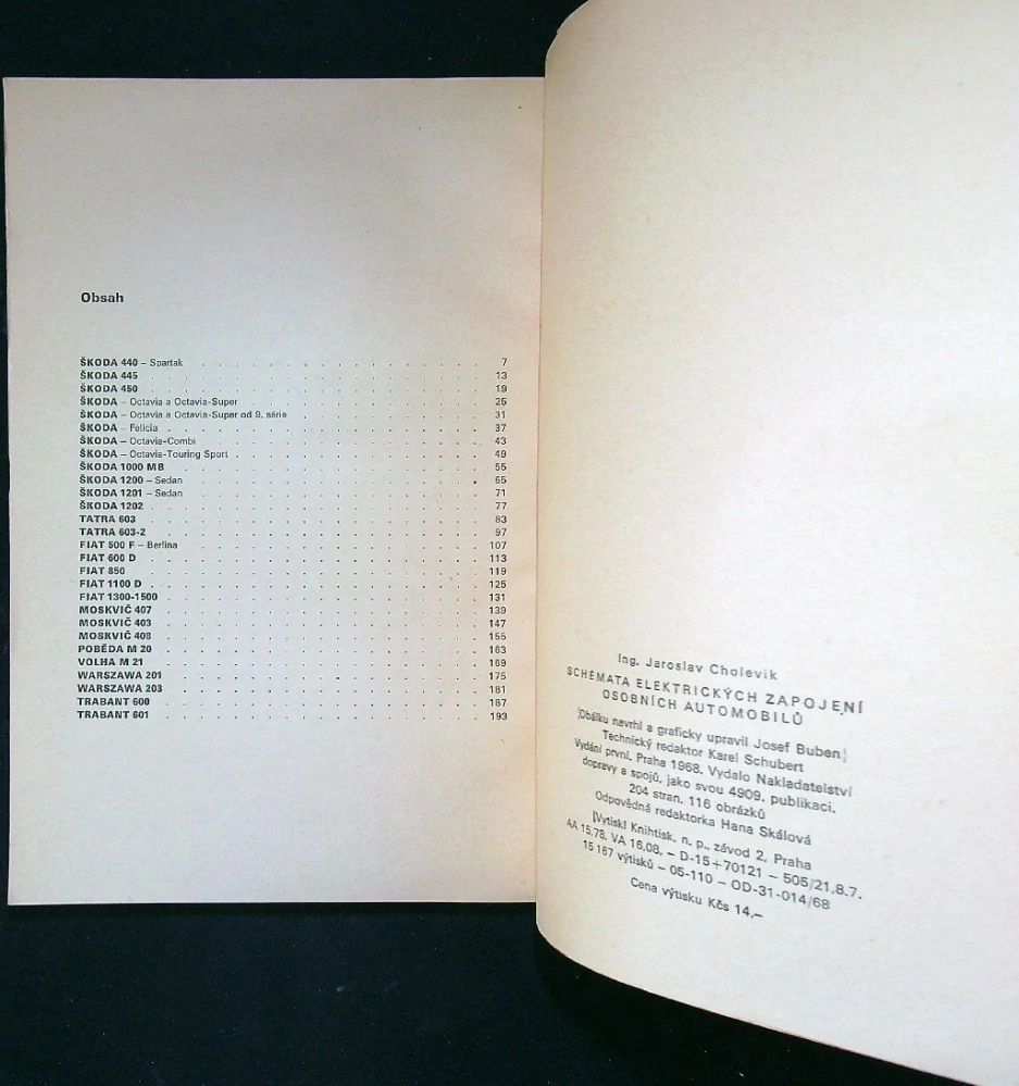 Schémata elektrického zapojení osobních automobilů I.